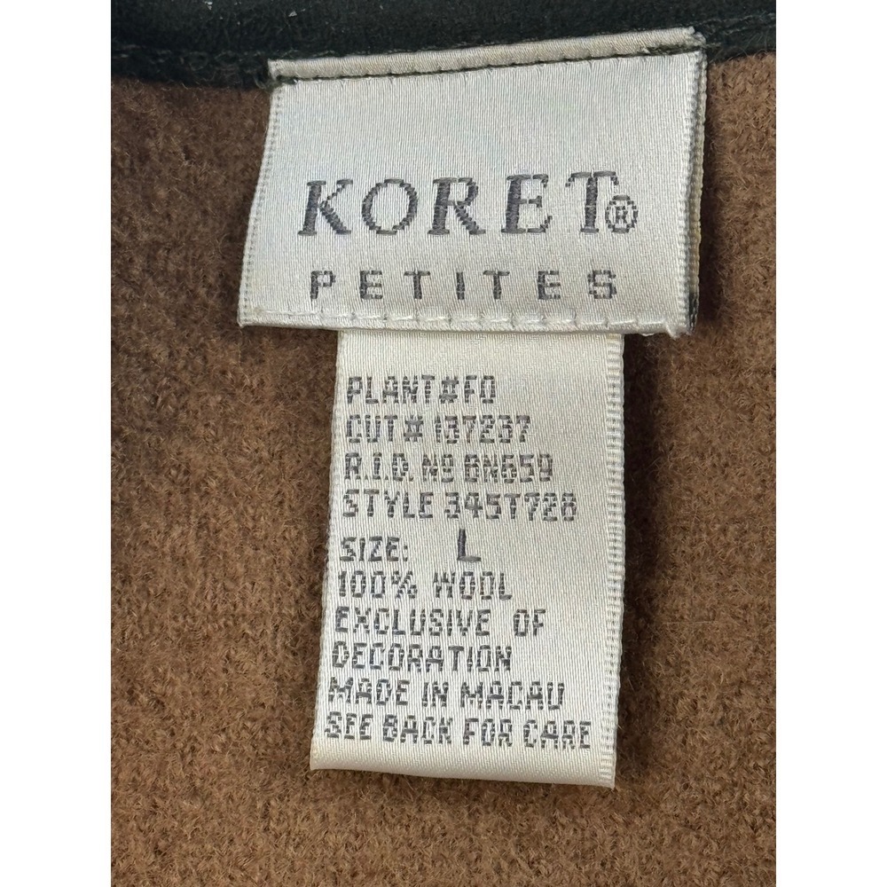 Koret Petites Wool Cardigan Patchwork Button Front Long‎ Sleeve Womens - Picture 6 of 8